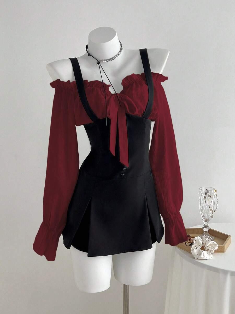 SHEIN MINI SUKIENKA DŁUGI RĘKAW S06__XS
