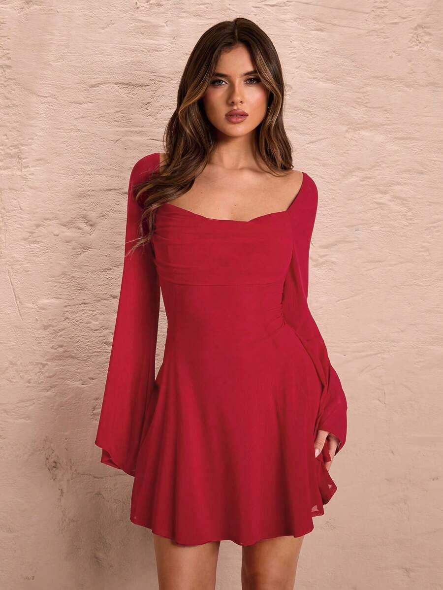 SHEIN CZERWONA MINI SUKIENKA S06__S
