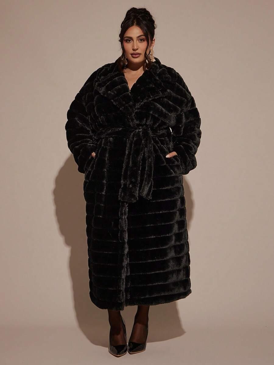 SHEIN CZARNE SZTUCZNE FUTRO W01__XXL