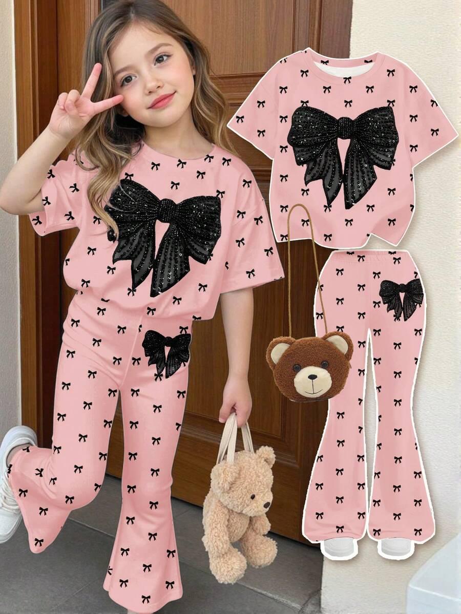 SHEIN BLUZKA SPODNIE KOMPLET KOKARDA S06__104-110
