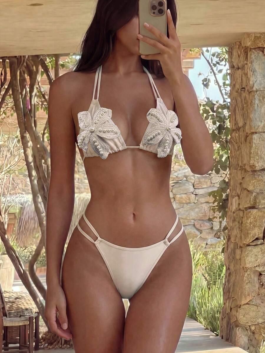 SHEIN DWUCZĘŚCIOWY STRÓJ KĄPIELOWY ZDOBIENIE S09__M