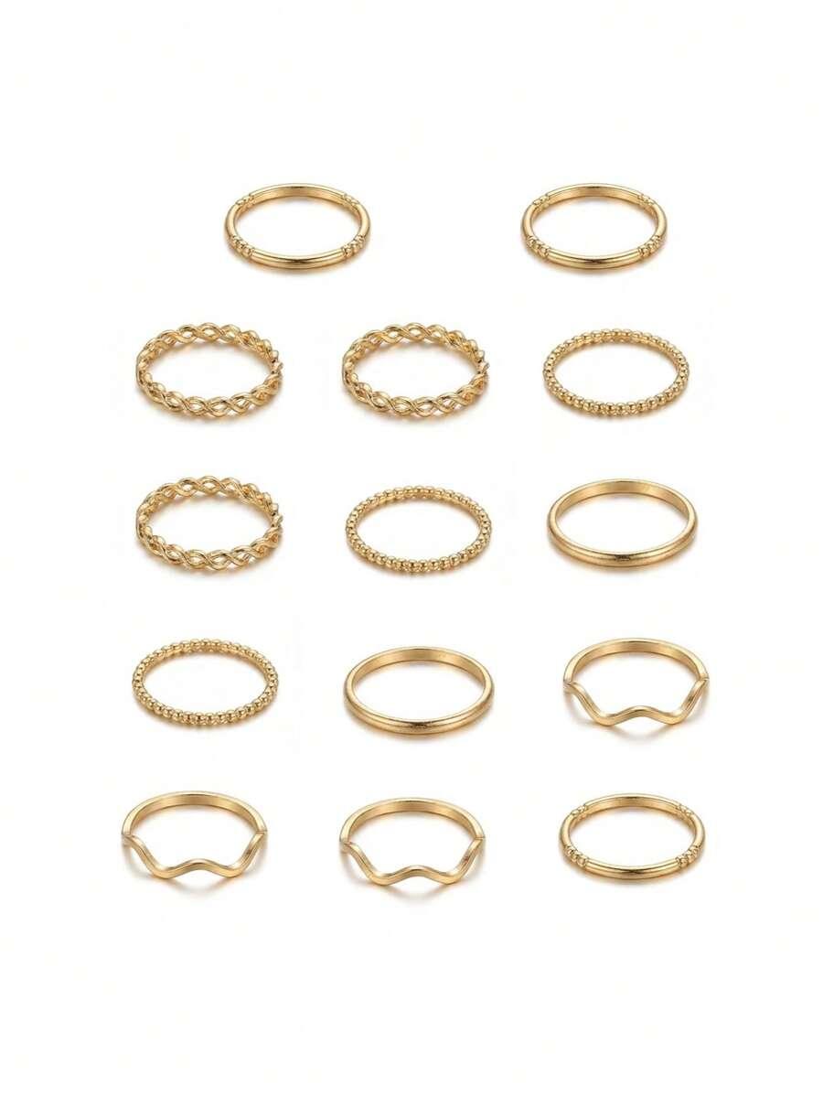 SHEIN ZŁOTY PIERŚCIONEK 13-PACK S07