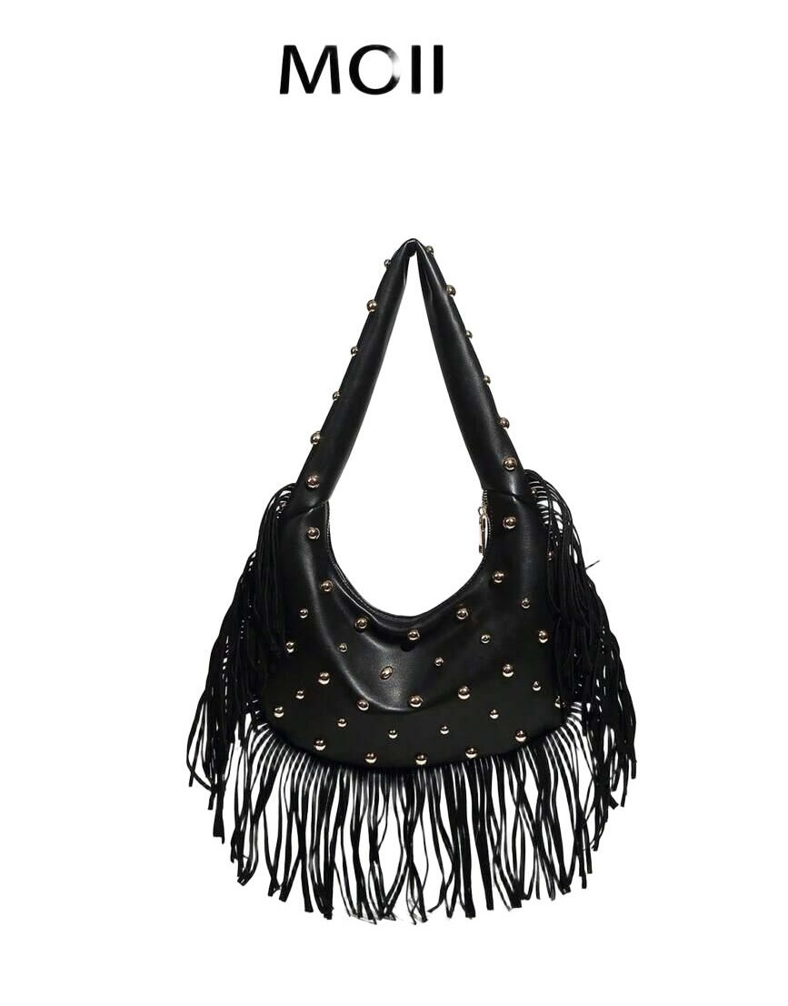 SHEIN CZARNA TOREBKA ZDOBIENIA FRĘDZLE S07__34X26