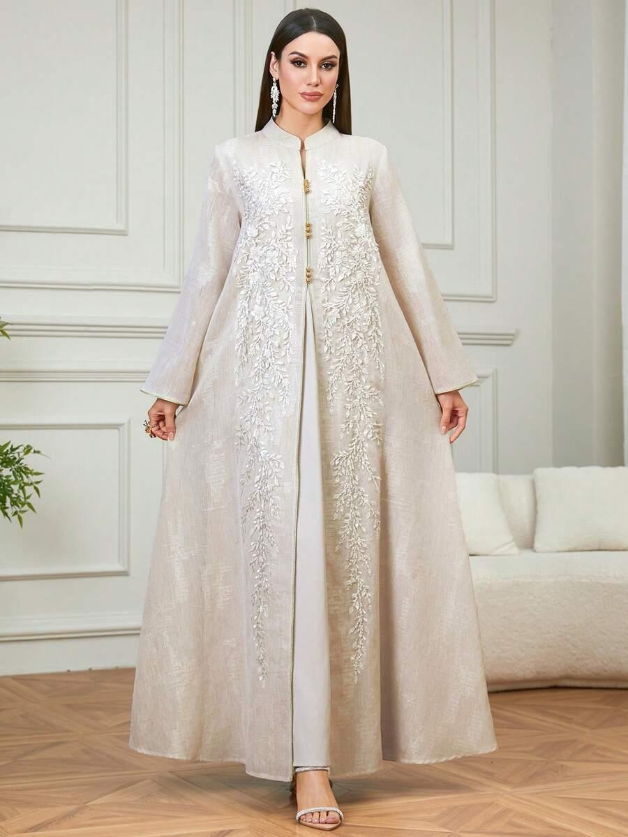SHEIN BEŻOWA SUKIENKA ZDOBIENIE S06__XL