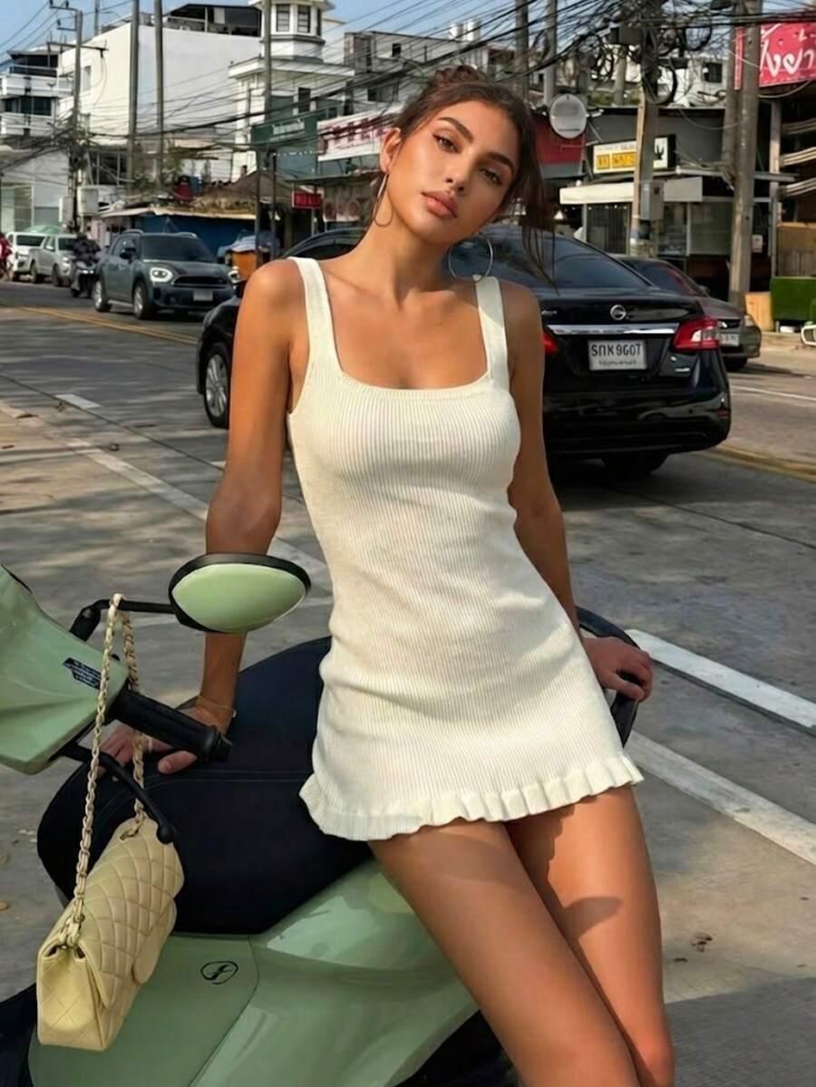 SHEIN BEŻOWA MINI SUKIENKA S06__S