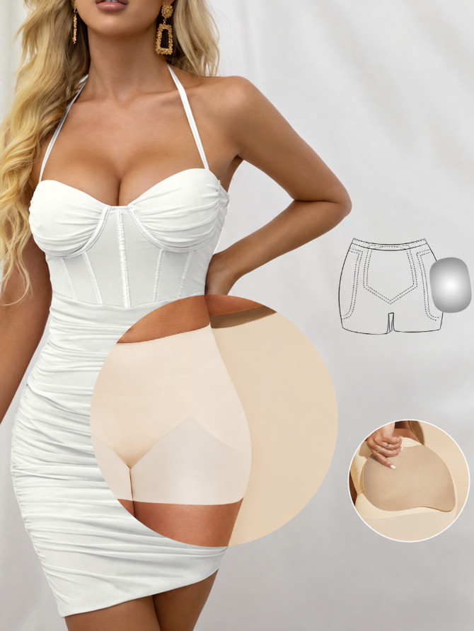 SHEIN BEŻOWE SZORTY MODELUJĄCE TALIĘ PK01__M