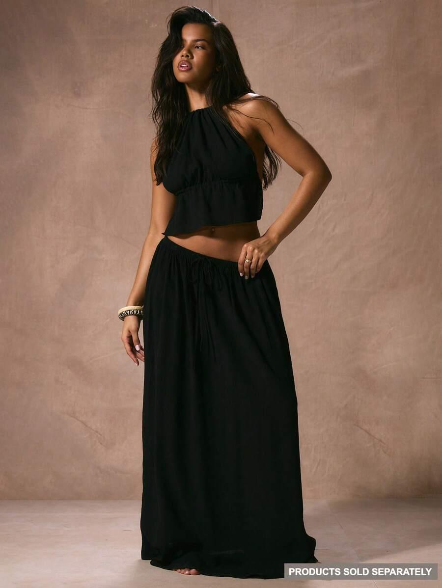 SHEIN CZARNA MAXI SPÓDNICA S06__S
