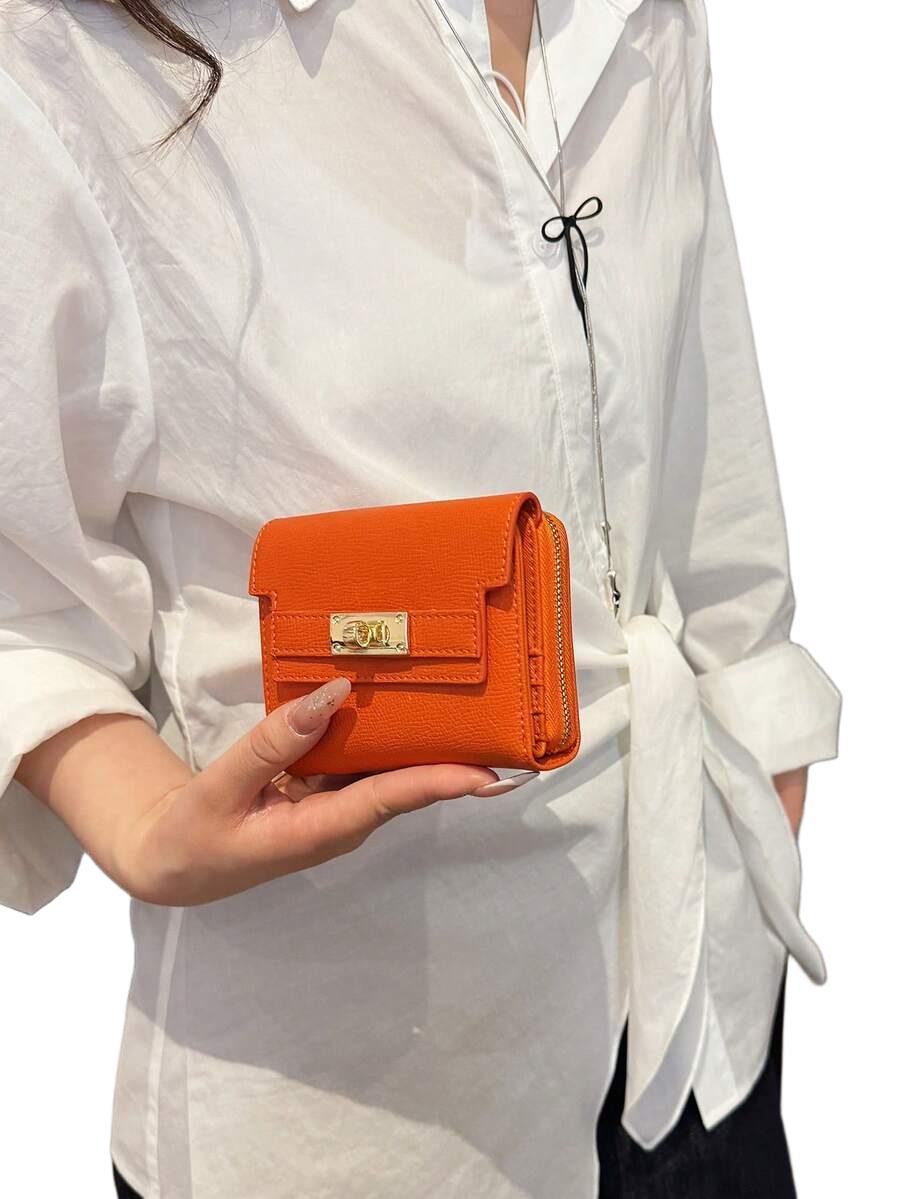 SHEIN POMARAŃCZOWY PORTFEL CASUAL S07__11X10CM
