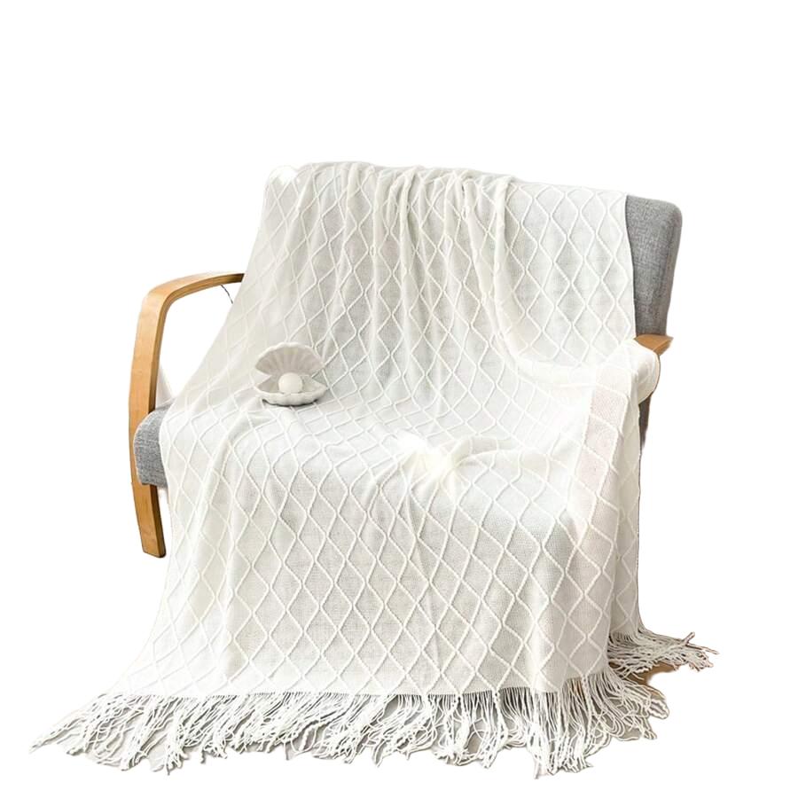 SHEIN BIAŁY KOC WZÓR S07__120X185