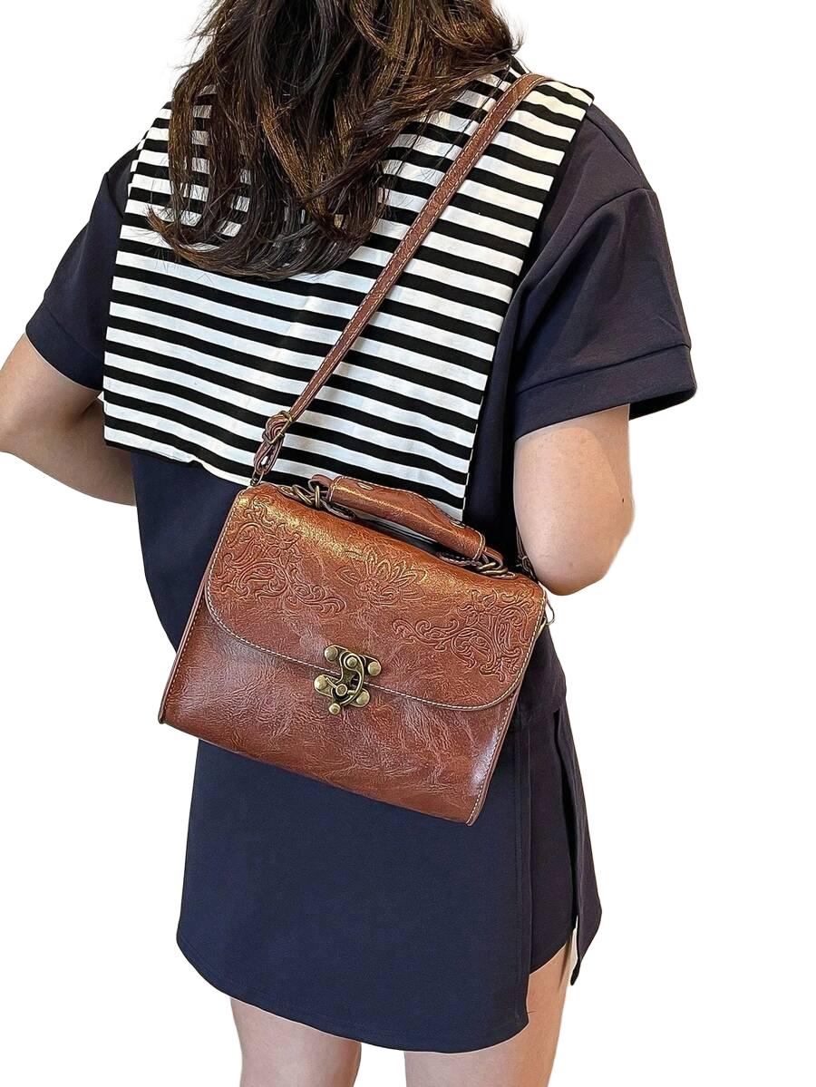 SHEIN BRĄZOWA TOREBKA IMITACJA SKÓRY S07__22X16