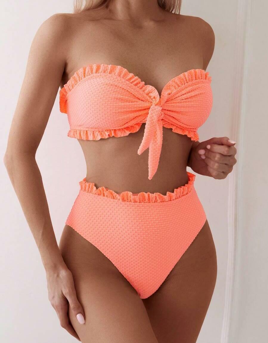SHEIN POMARAŃCZOWY STRÓJ KĄPIELOWY S09__L