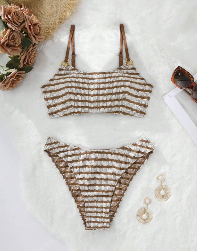 SHEIN BRĄZOWY STRÓJ KĄPIELOWY S09__M