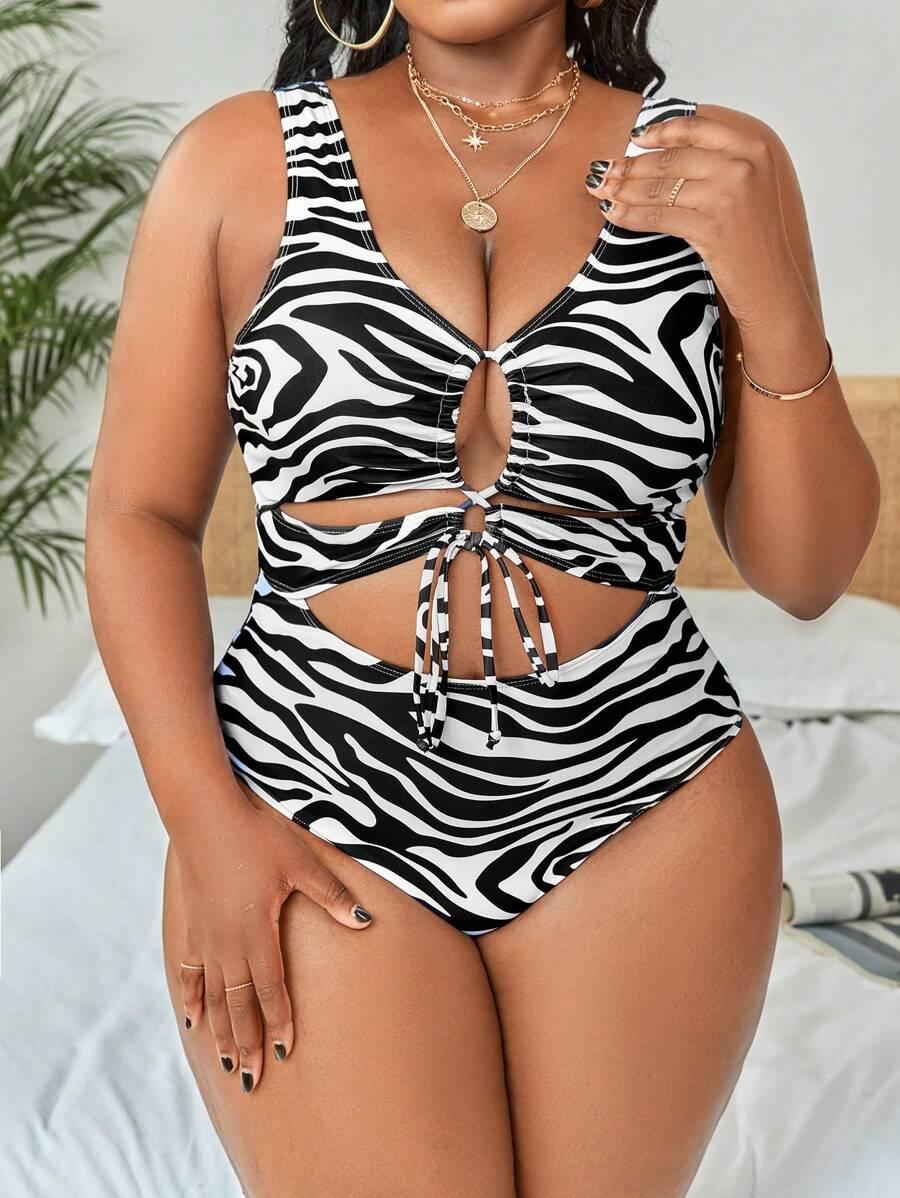 SHEIN JEDNOCZĘŚCIOWY STRÓJ KĄPIELOWY ANIMAL PRINT S09__46