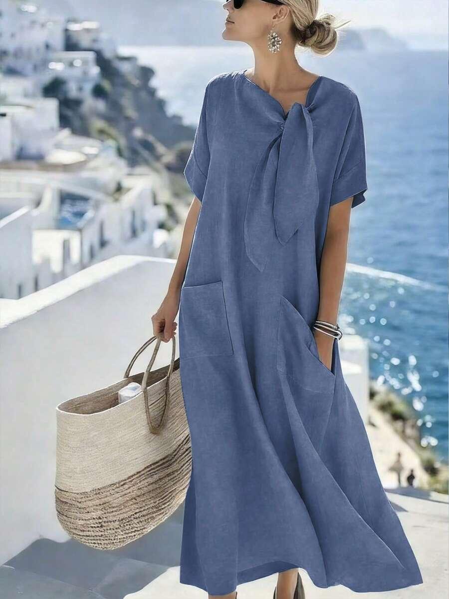 LOUNICHE NIEBIESKA MAXI SUKIENKA S06__XL