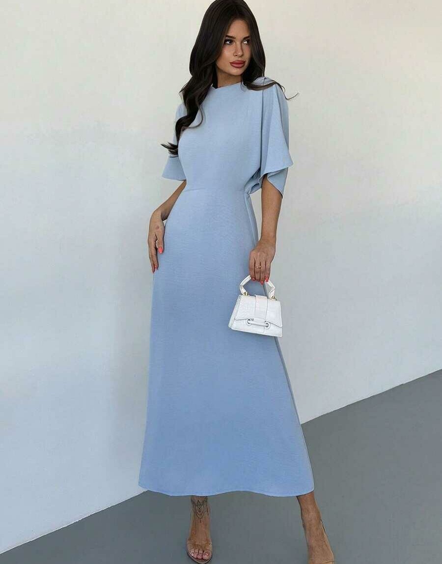 SHEIN NIEBIESKA MAXI SUKIENKA KLASYCZNA S06__L