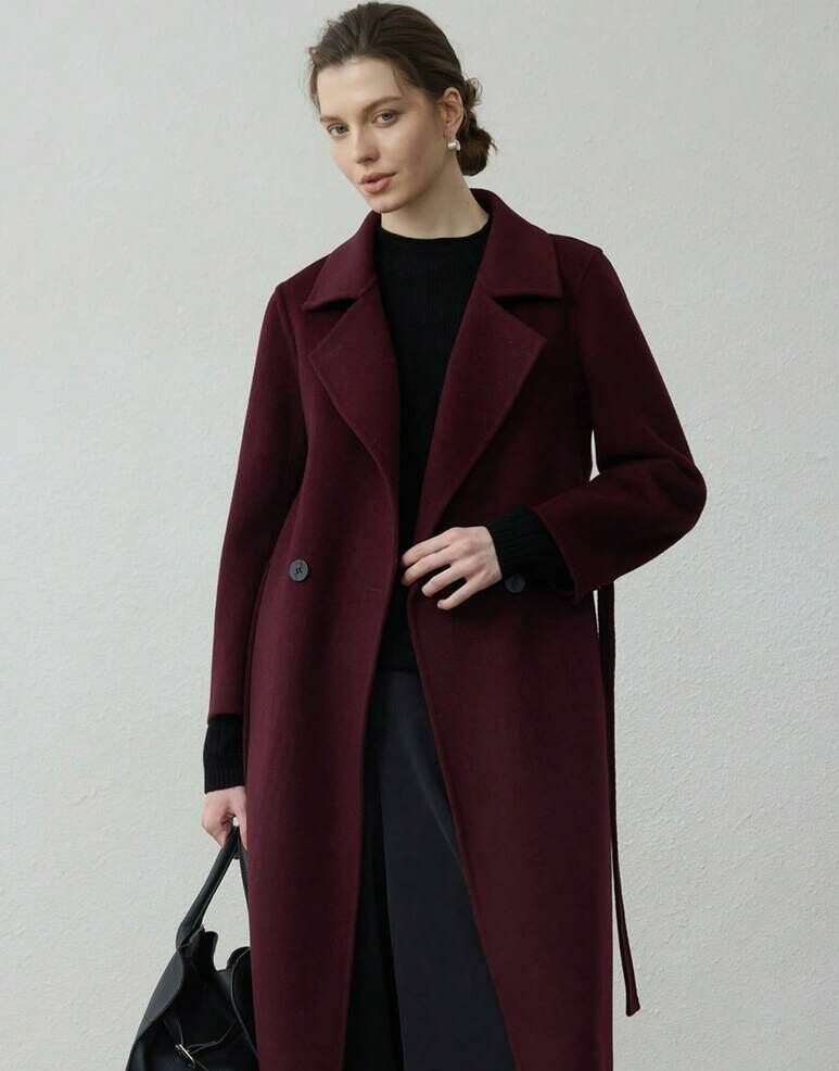 SHEIN WEŁNIANY BORDOWY KLASYCZNY PŁASZCZ W01__M