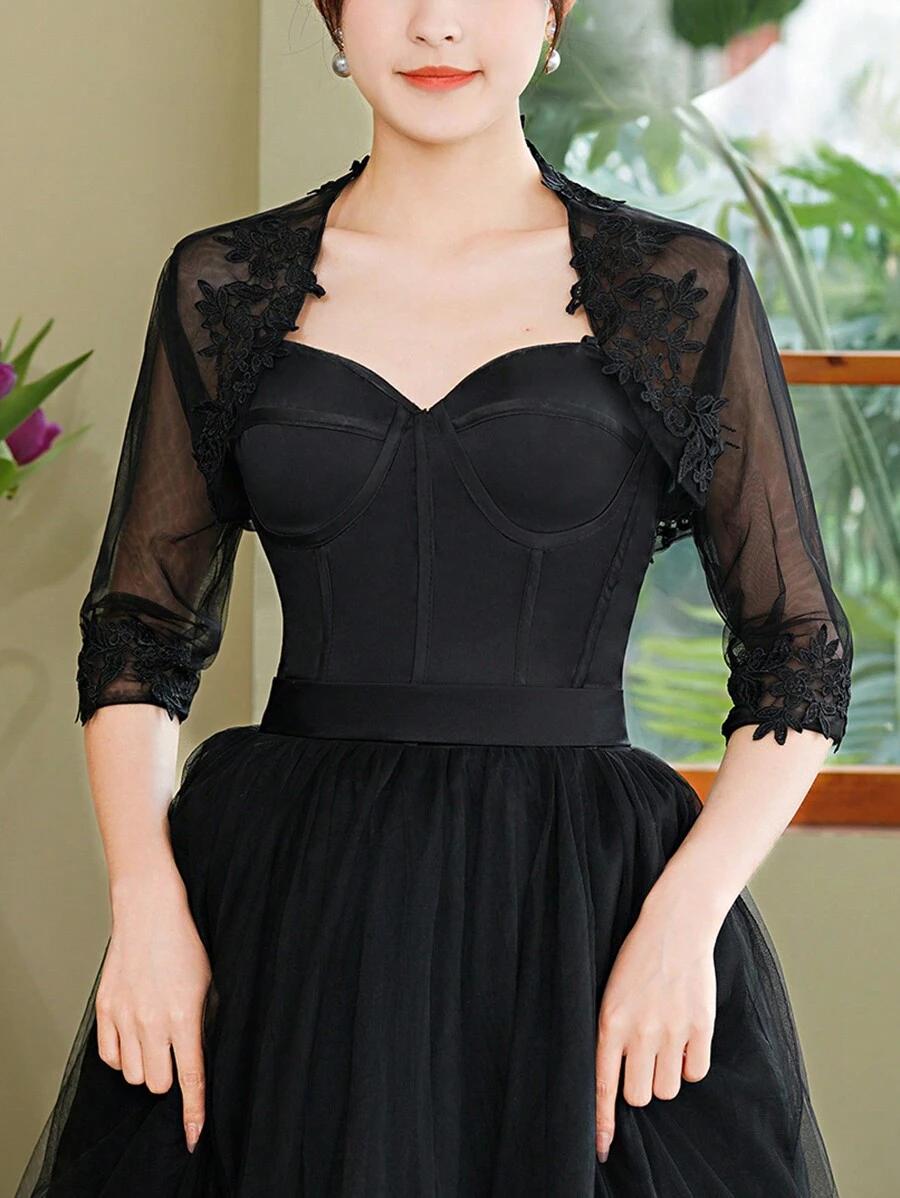 SHEIN CZARNE BOLERKO RĘKAW 3/4 S06__L