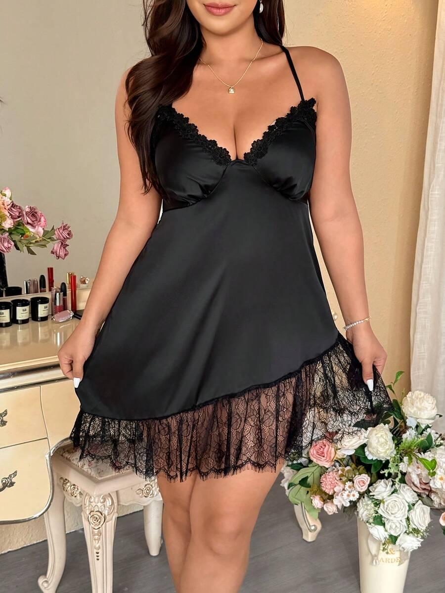 VIONELLE CZARNA SUKIENKA MINI KORONKA S06__50