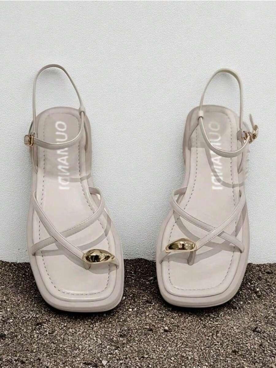 SHEIN KREMOWE SANDAŁY PŁASKI OBCAS S06__37,5