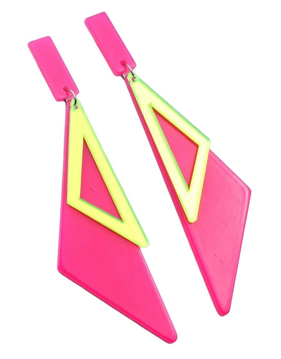 SHEIN GEOMETRYCZNE RÓŻOWE KOLCZYKI S07