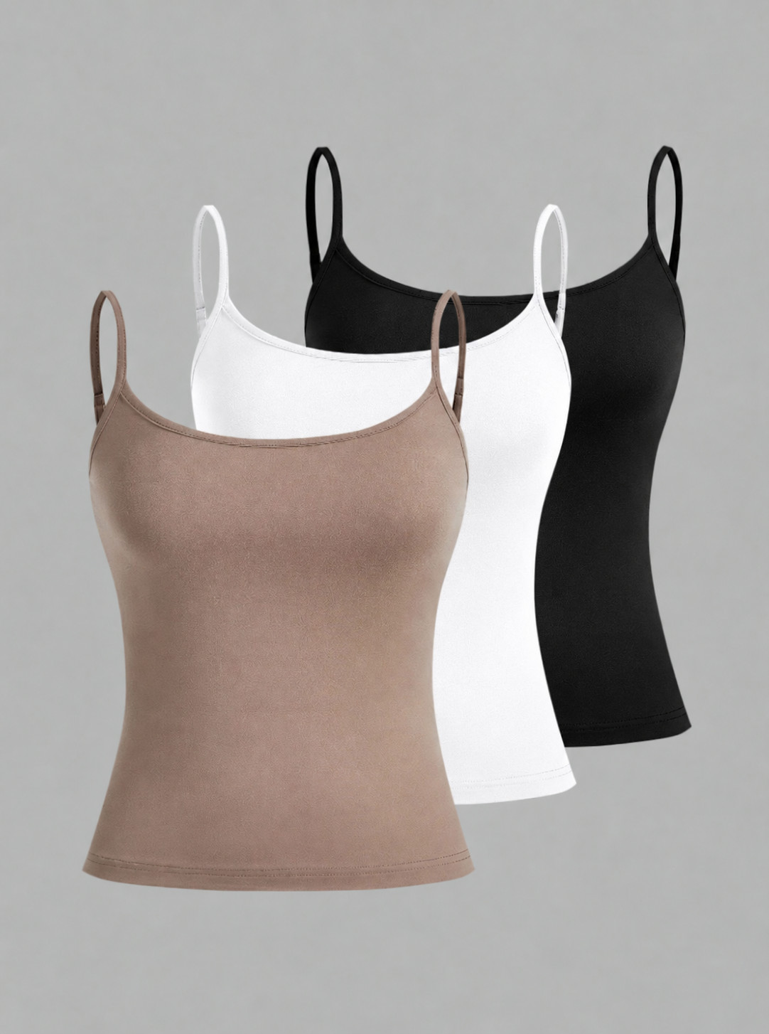 SHEIN TOP NA RAMIĄCZKACH 3-PACK PK01__L