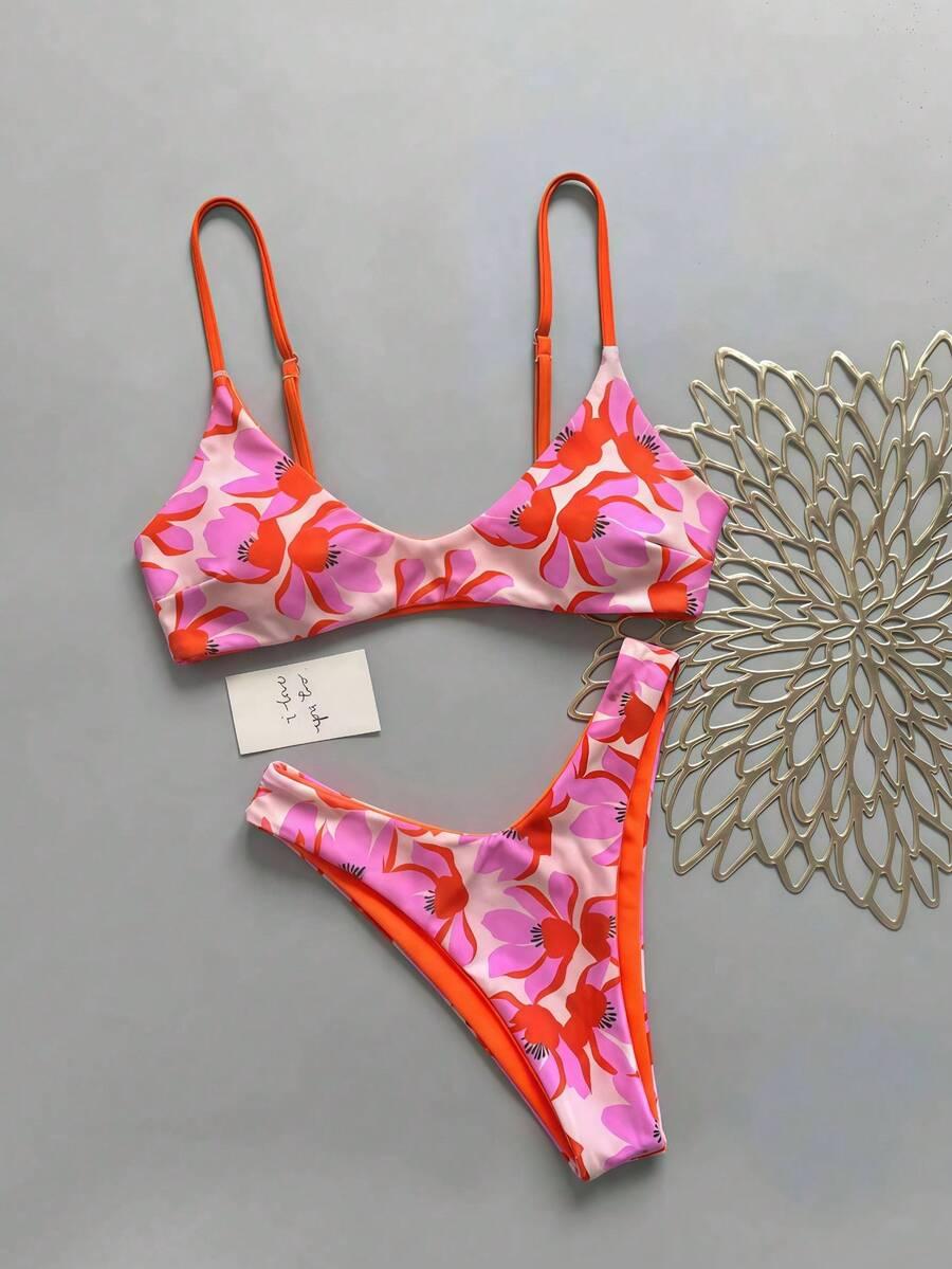 SHEIN DWUCZĘŚCIOWY STRÓJ KĄPIELOWY WZÓR KWIATY S09__S