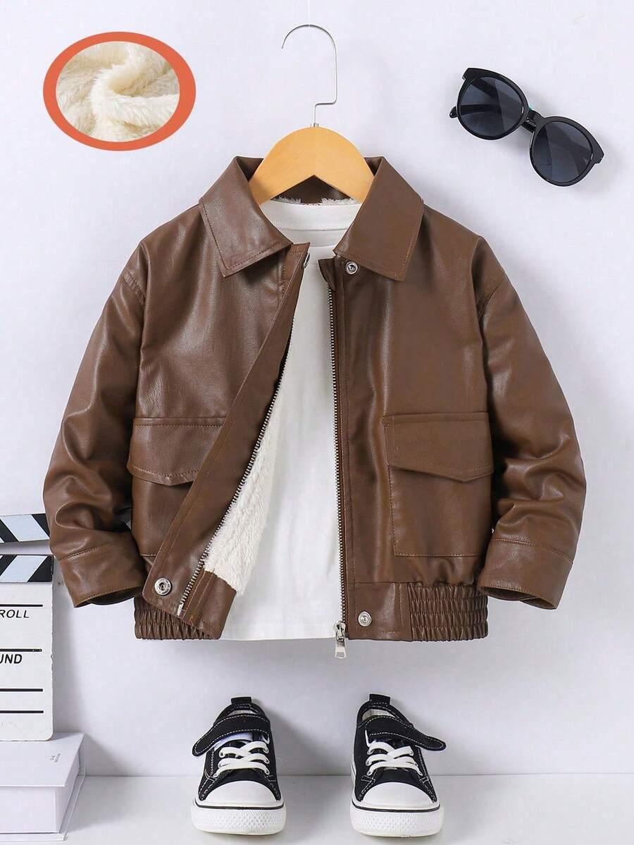 SHEIN BRĄZOWA KURTKA IMITACJA SKÓRY W01__90