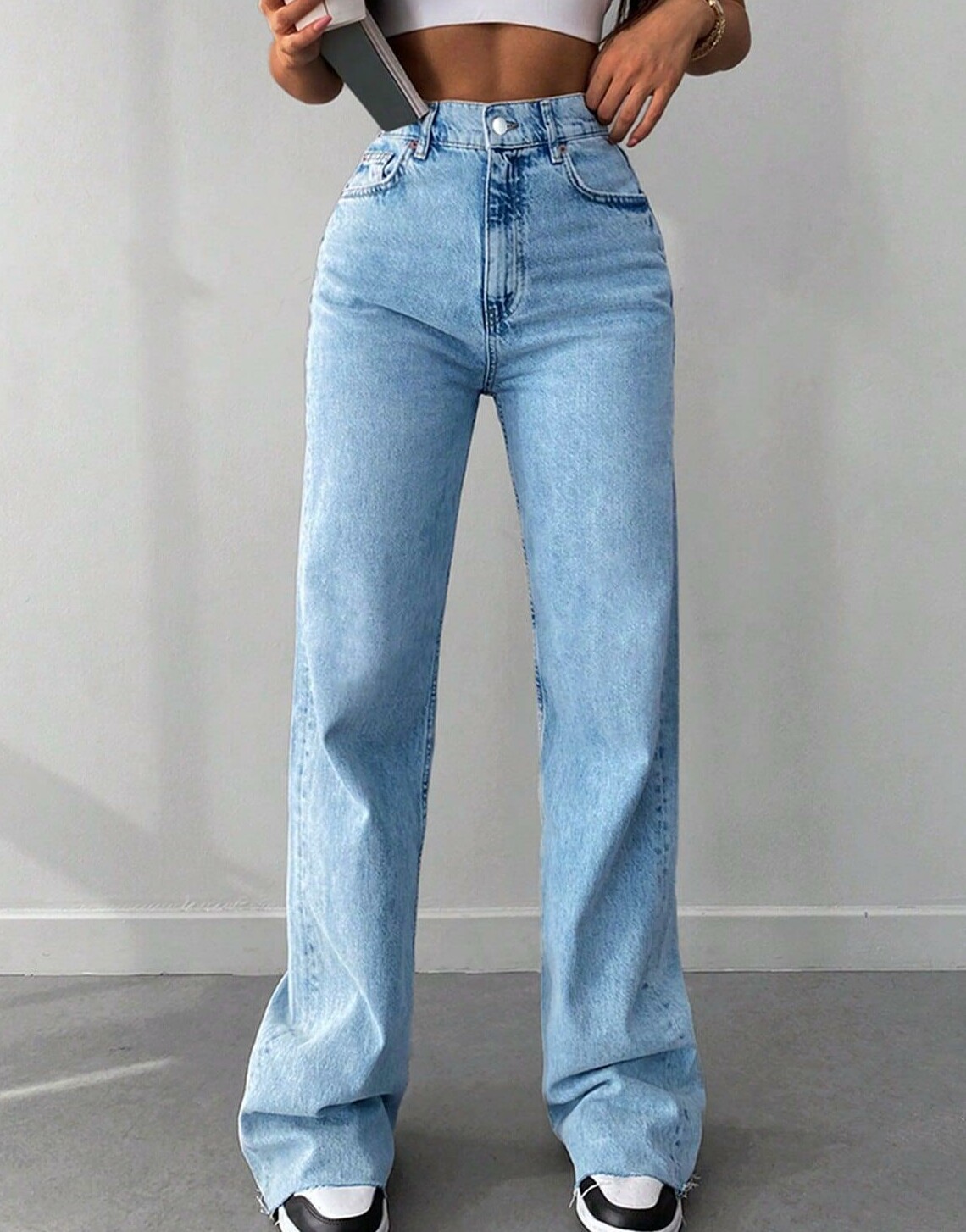 SHEIN SPODNIE WYSOKI STAN JEANS PK01__XS