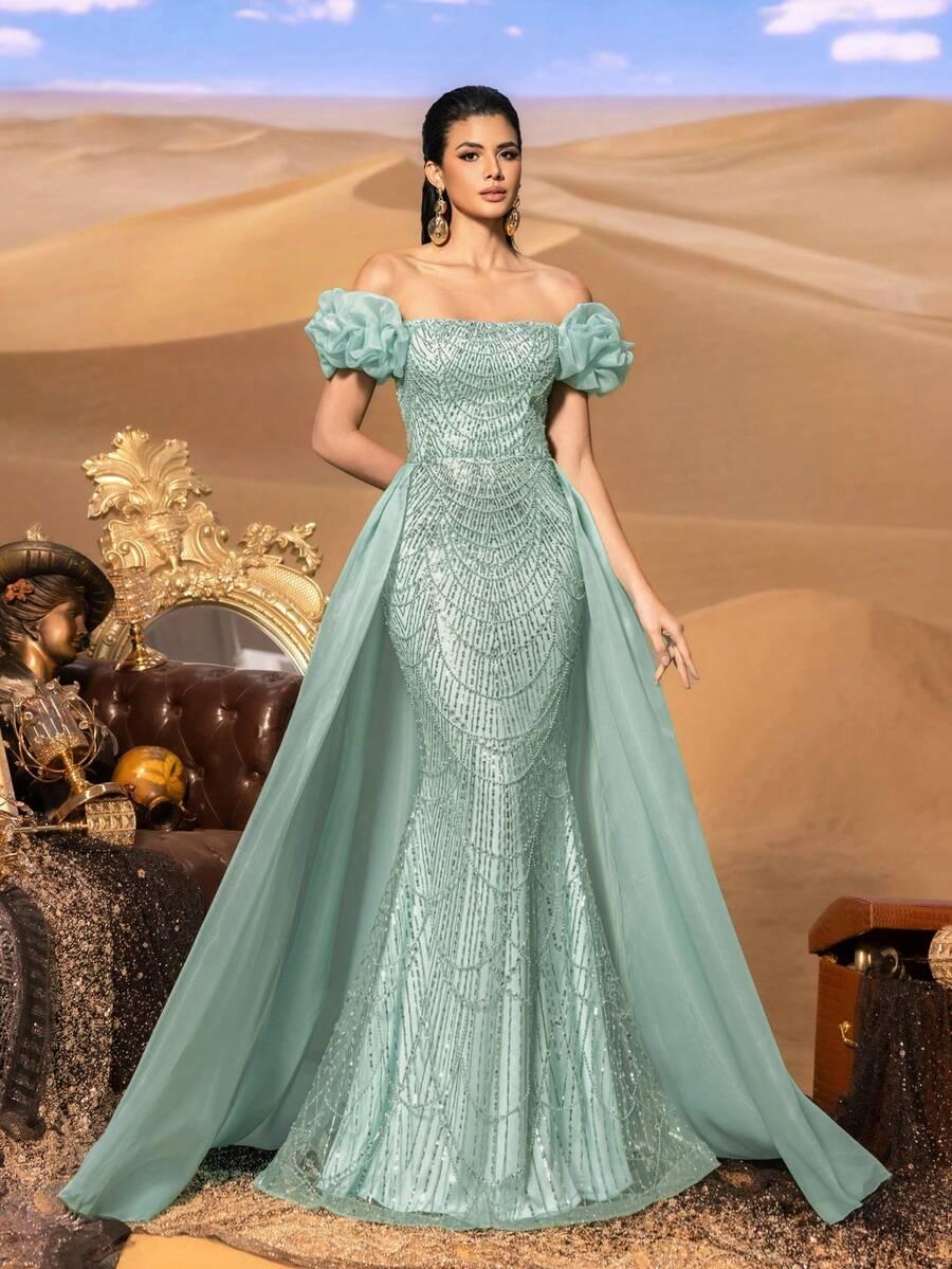 SHEIN ZIELONA MAXI SUKIENKA S06__L