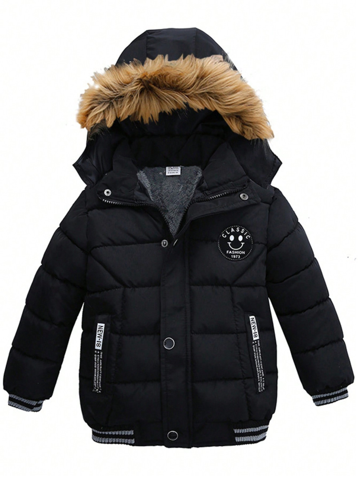 SHEIN CZARNA KURTKA KAPTUR FUTERKO W01__98/104