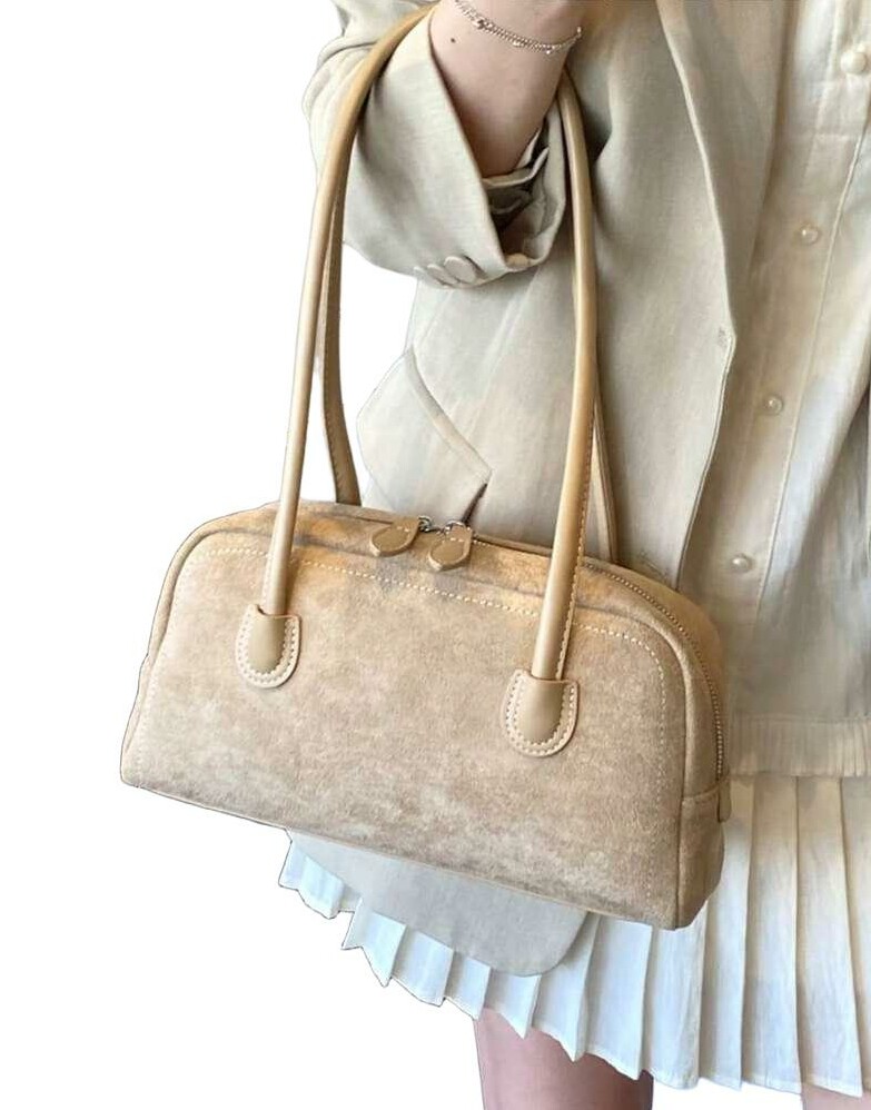 SHEIN BEŻOWA TOREBKA IMITACJA ZAMSZU S07__30X6X16CM