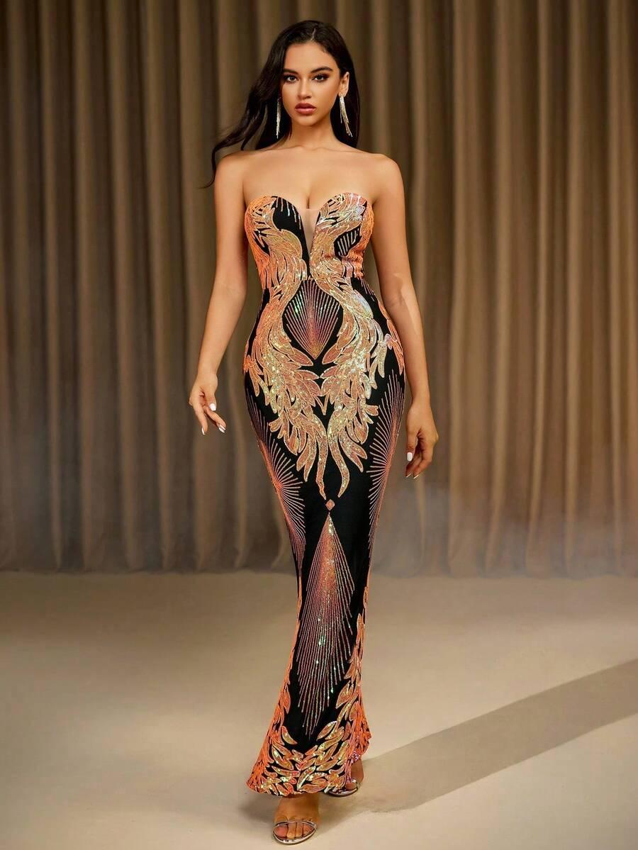 SHEIN MAXI SUKIENKA CEKINY S06__M