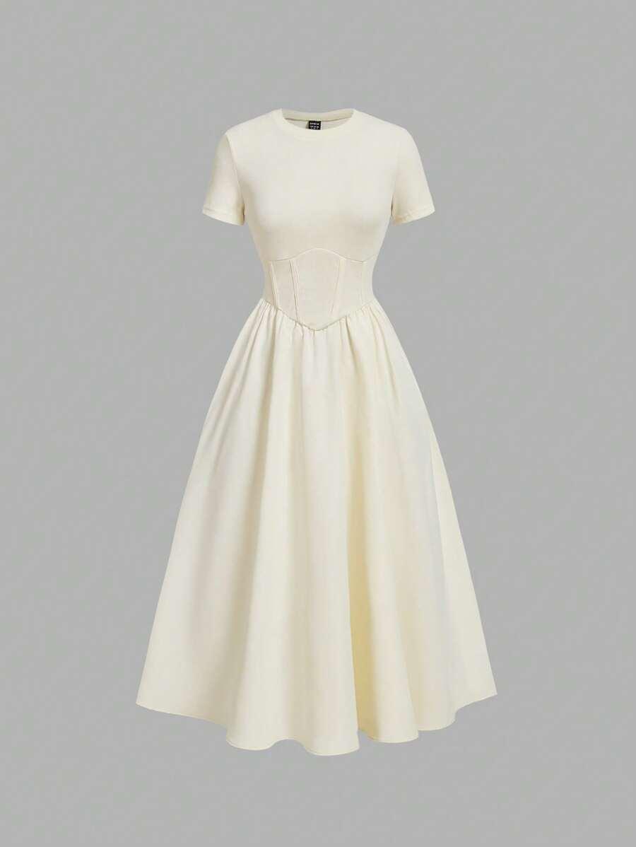 SHEIN KREMOWA MIDI SUKIENKA S09__S