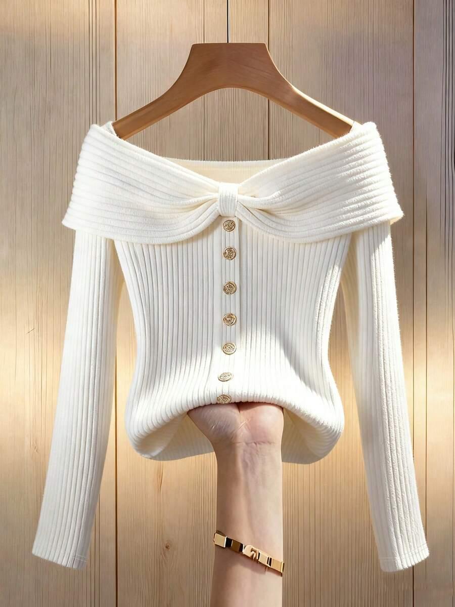 SHEIN BLUZKA DŁUGI RĘKAW GUZIKI S06__L