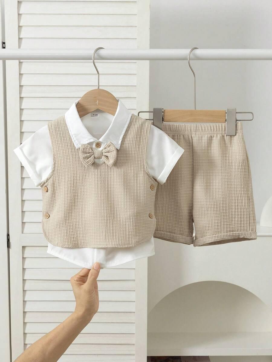 SHEIN SPODENKI KAMIZELKA KOSZULA KOMPLET S06__80-86