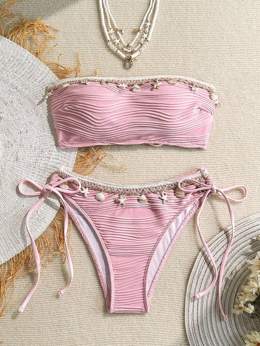 SHEIN DWUCZĘŚCIOWY STRÓJ KĄPIELOWY ZDOBIENIA S09__S