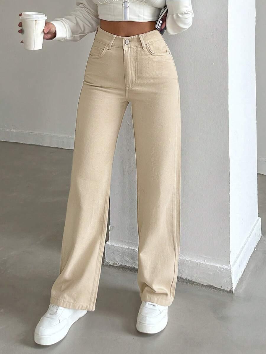SHEIN BEŻOWE SPODNIE JEANS S06__M