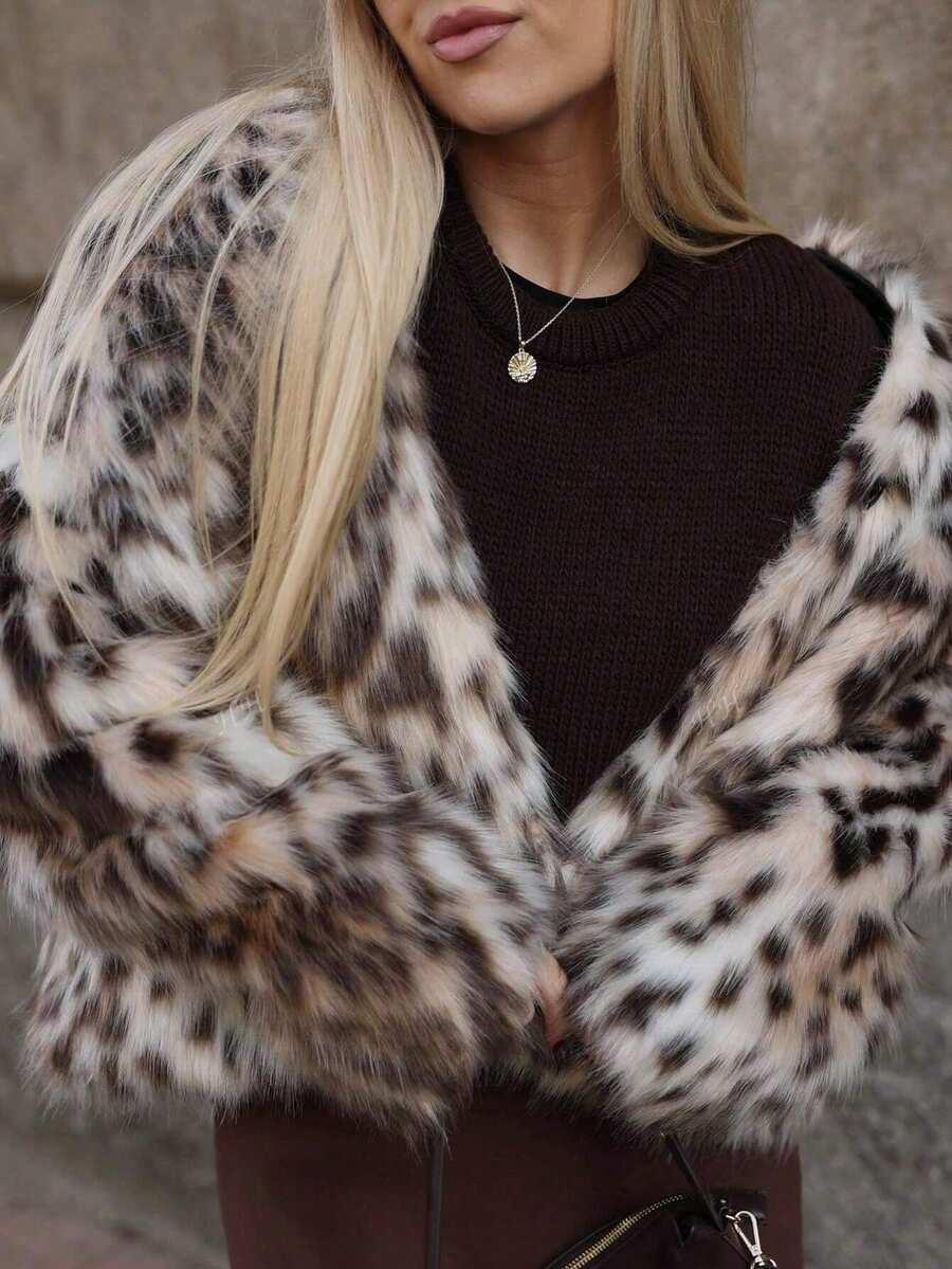 SHEIN SZTUCZNE FUTRO ANIMAL PRINT W01__M