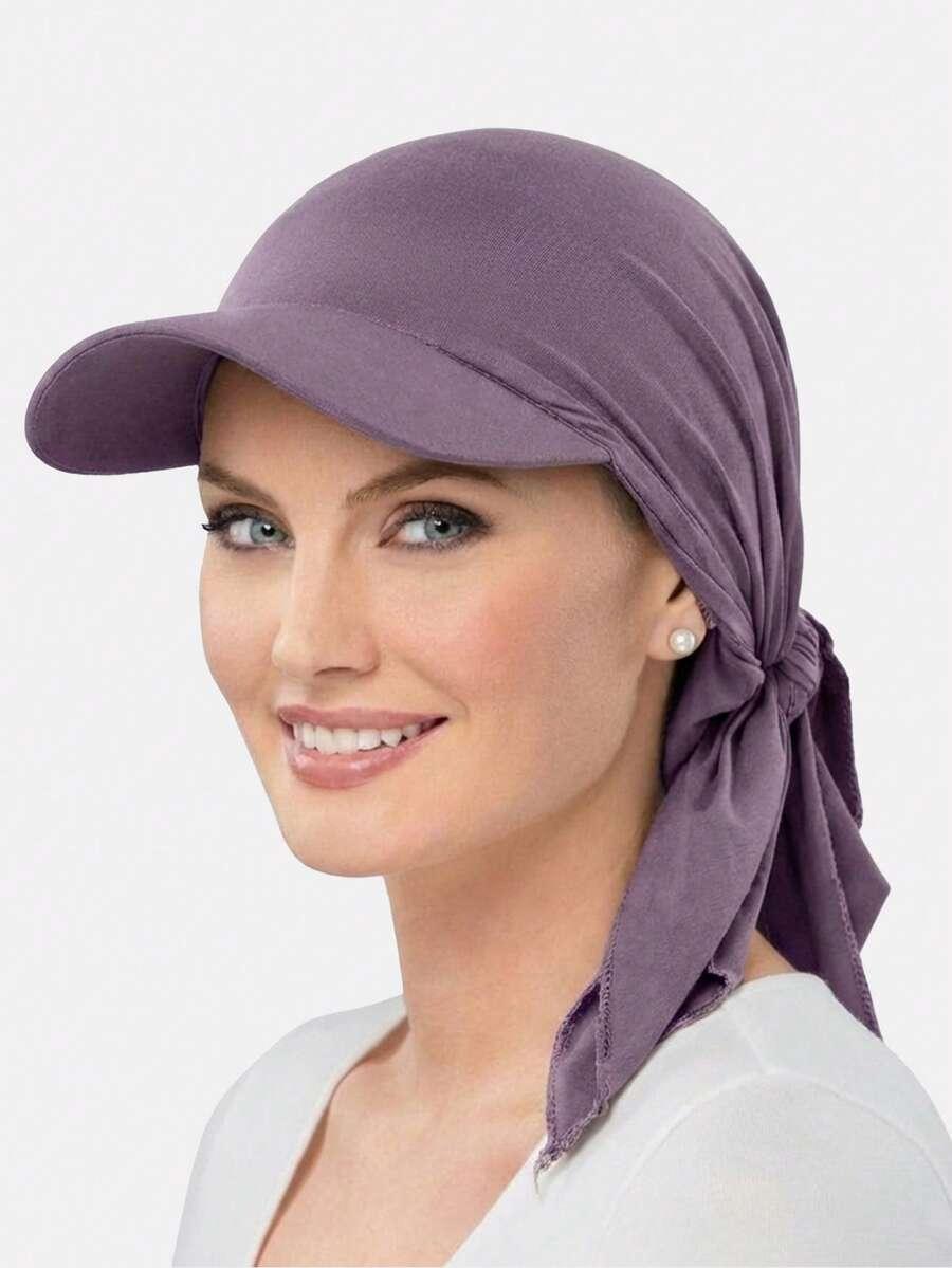 SHEIN FIOLETOWA WIĄZANA CZAPKA CHUSTA Z DASZKIEM S07