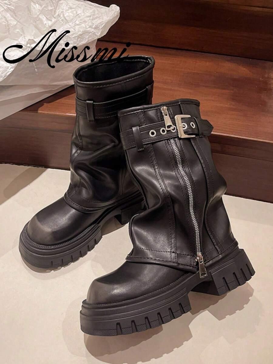 SHEIN CZARNE KOZAKI KLAMRA W01__37,5
