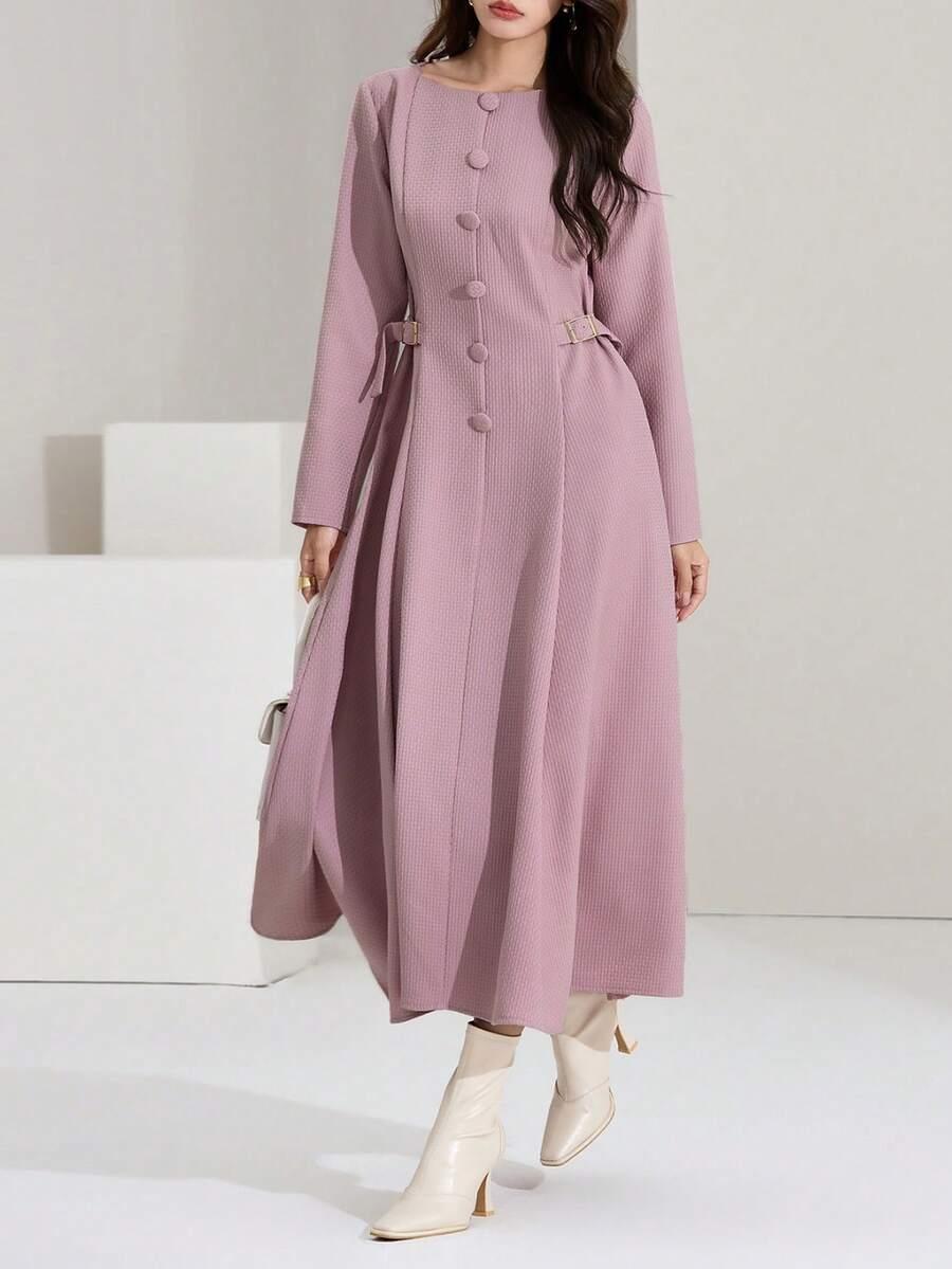 SHEIN RÓŻOWA SUKIENKA GUZIKI OZDOBNE S06__M