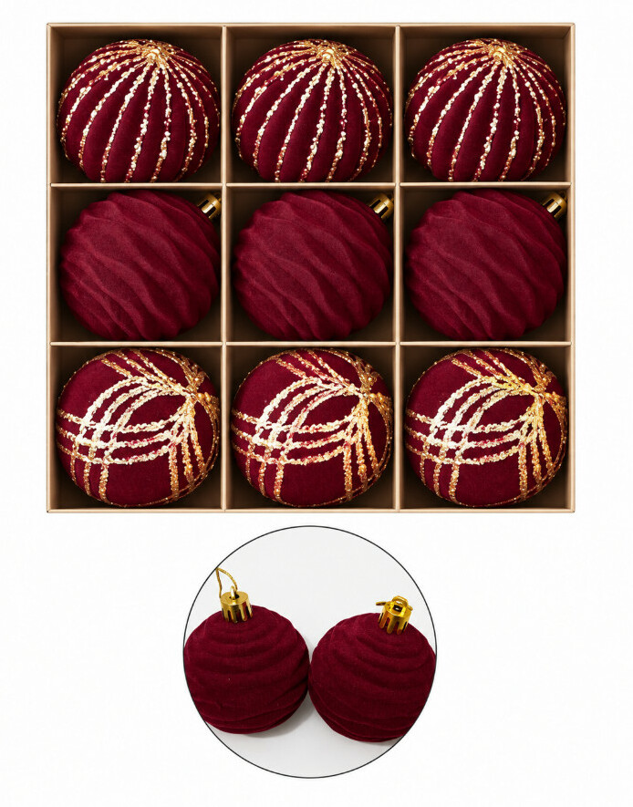 SHEIN BORDOWE BOMBKI CHOINKOWE ZDOBIENIE 7-PACK BDD