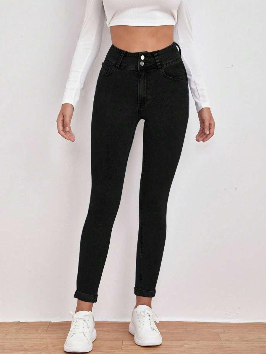 SHEIN CZARNE SPODNIE JEANS S06__L