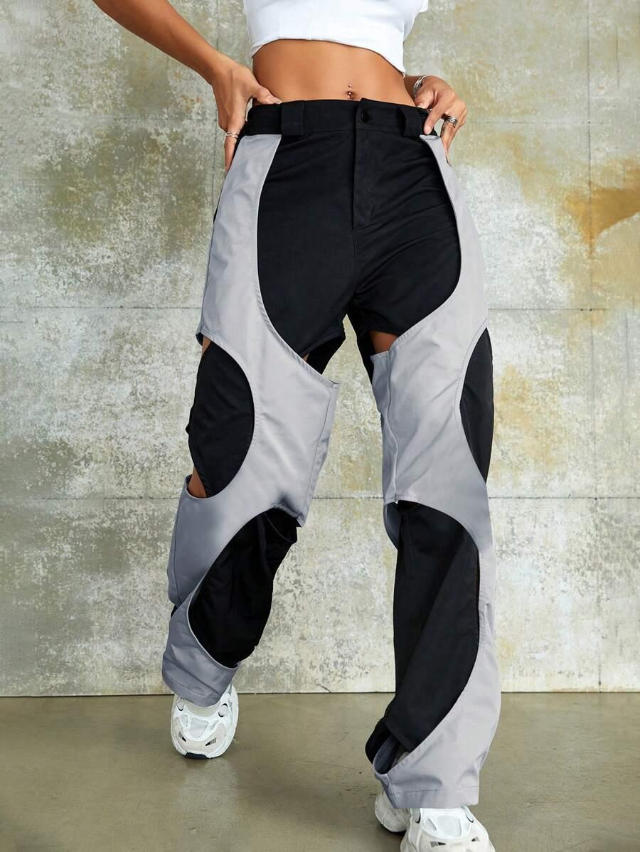 SHEIN SPODNIE Z WYCIĘCIAMI S06__L