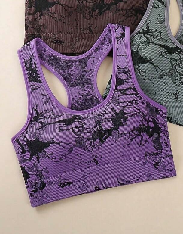 SHEIN FIOLETOWY BIUSTONOSZ SPORTOWY TIE-DYE S06__L