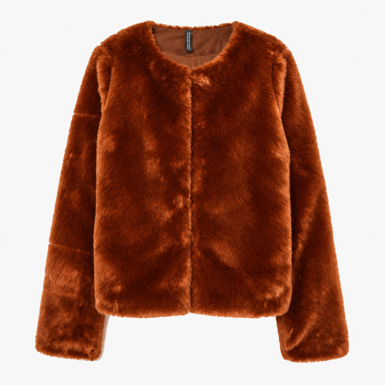 H&M BRĄZOWE SZTUCZNE FUTRO W01__L
