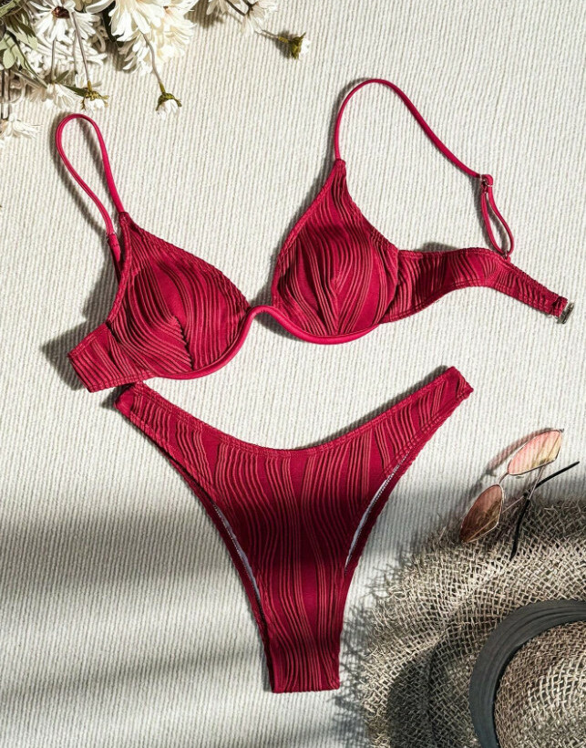 SHEIN CZERWONY STRÓJ KĄPIELOWY S09__XS