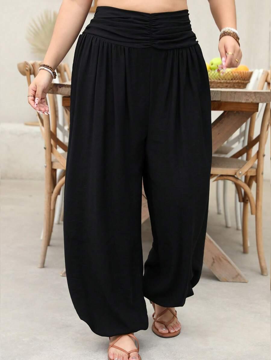SHEIN PLISOWANE CZARNE SPODNIE CASUAL S09__52