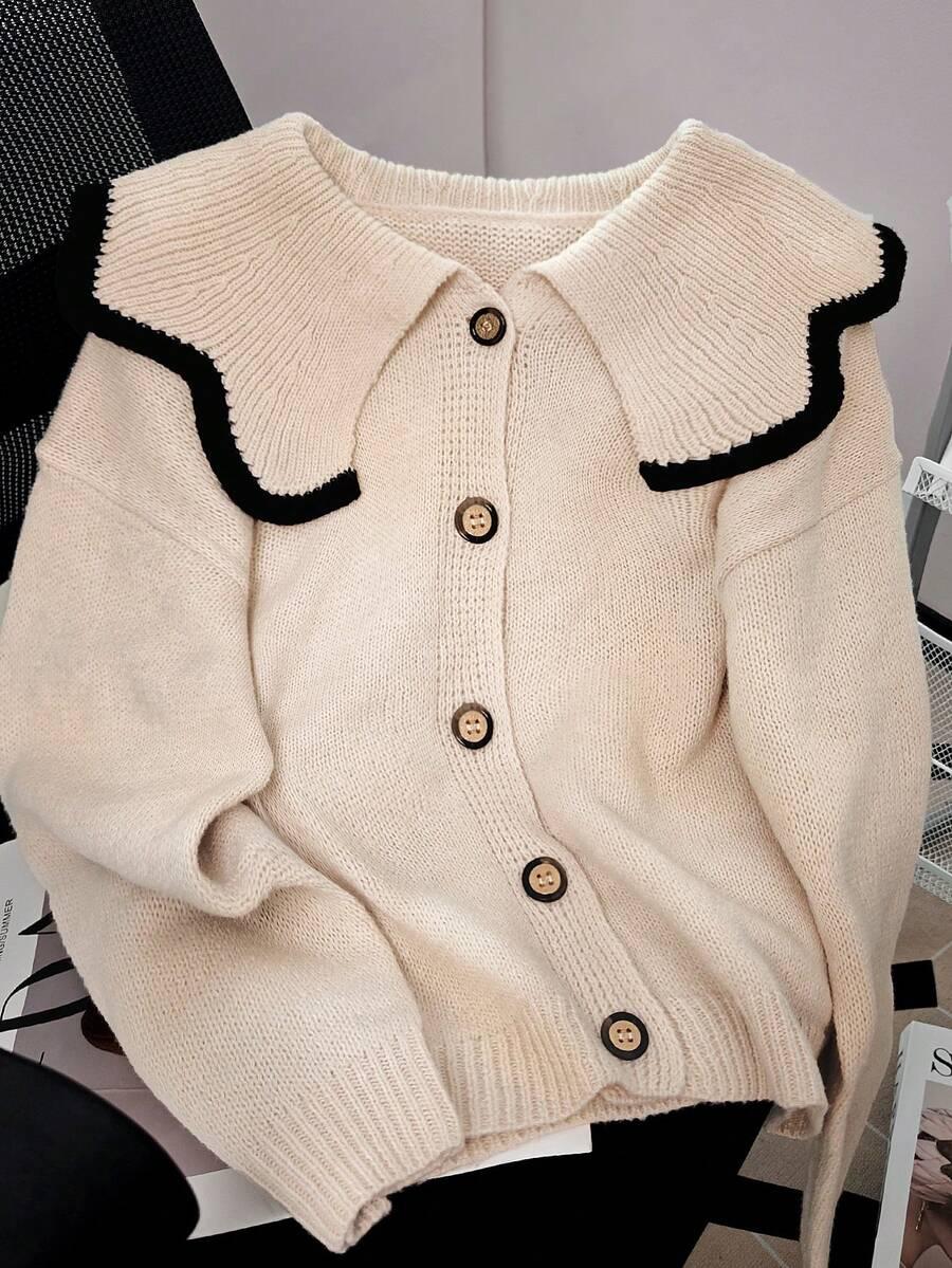 SHEIN BEŻOWY ROZPINANY SWETER S06__S