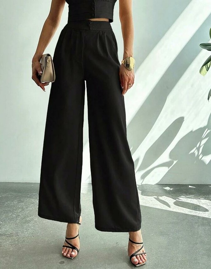 SHEIN CZARNE SPODNIE CASUAL S06__XS